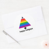 Happy Holigays Progress Pride Tree Ronde Sticker (Envelop)