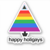 Happy Holigays Progress Pride Tree Sticker (Voorkant)