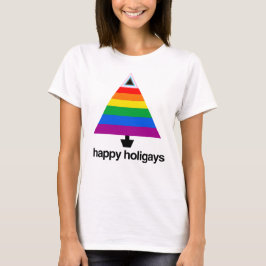 Happy Holigays Progress Pride Tree T-shirt