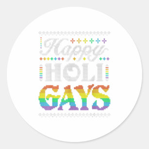 Happy Holigays Rainbow Gay LGBT Ugly Ronde Sticker