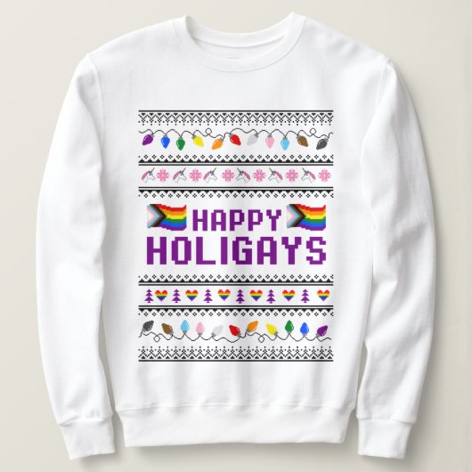 Happy Holigays Vooruitgang Pride Lelijke trui (Design voorkant)