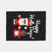 Happy Holla Days Santa And Mrs Claus Black Christm Fleece Deken (Voorkant (Horizontaal))