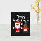 Happy Holla Days Santa And Mrs Claus Black Christm Kaart (Gele Bloem)