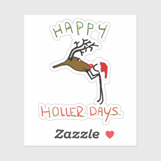 Happy Hollerdays 4 - een rendier kussen. Sticker (Vel)