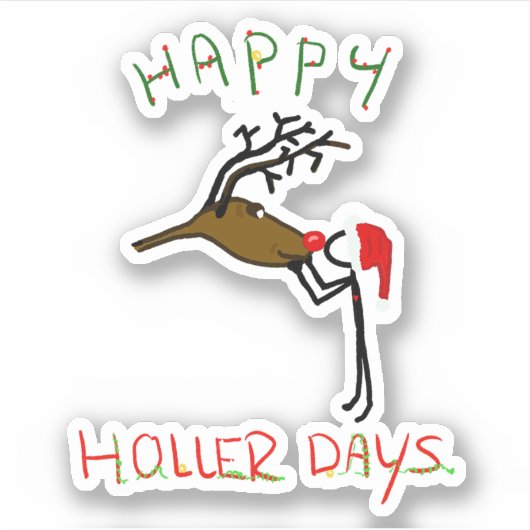 Happy Hollerdays 4 - een rendier kussen. Sticker (Voorkant)
