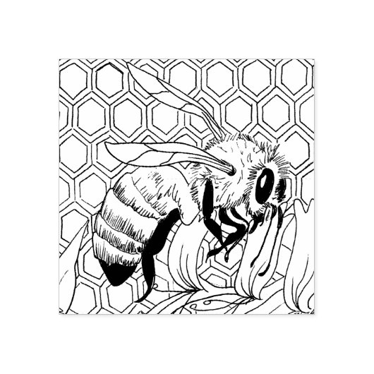 Happy Hollow Koe- Bijen Rubberstempel (Afrduk)