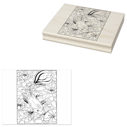 Happy Hollow Koi Rubberstempel (Gestempeld)