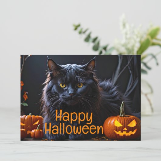 Happy Holloween - Black Cat Aankondiging (Staand voorkant)