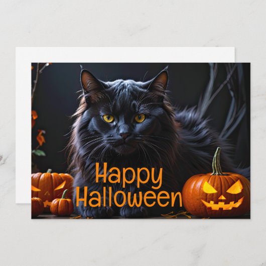 Happy Holloween - Black Cat Aankondiging (Voorkant / Achterkant)