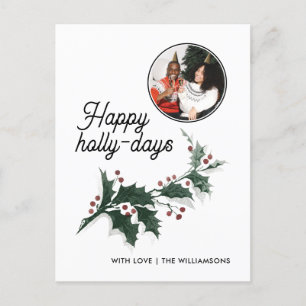 Happy Holly Days Family Photo Holiday Briefkaart