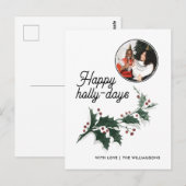 Happy Holly Days Family Photo Holiday Briefkaart (Voorkant / Achterkant)