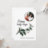 Happy Holly Days Family Photo Holiday Kaart (Voorkant / Achterkant in situ)