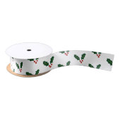 Happy Holly Days Festive Holly Pattern Satijnen Lint (Spoel)