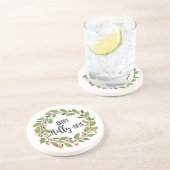 happy holly-days happy folidays holly werath zandsteen onderzetter (Zijkant)