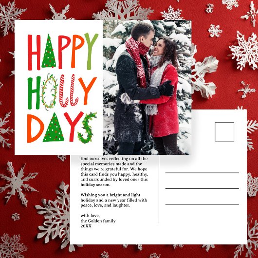 HAPPY HOLLY DAYS Holiday Xmas Kerstmis CUSTOM Briefkaart