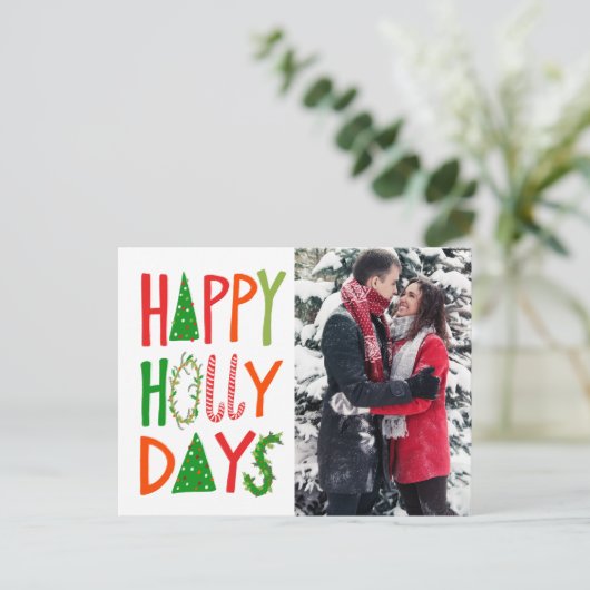 HAPPY HOLLY DAYS Holiday Xmas Kerstmis CUSTOM Briefkaart (Staand voorkant)