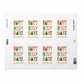 HAPPY HOLLY DAYS Holiday Xmas Kerstmis CUSTOM Etiket (Full Sheet)
