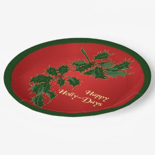 Happy Holly-Days Kerst Papier Borden Papieren Bordje