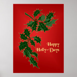 Happy Holly-Days kerstPoster Poster