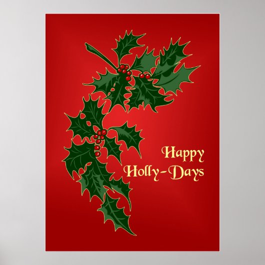 Happy Holly-Days kerstPoster Poster (Voorkant)