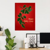Happy Holly-Days kerstPoster Poster (Thuiskantoor)