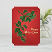 Happy Holly Days Party Uitnodiging (Staand voorkant)