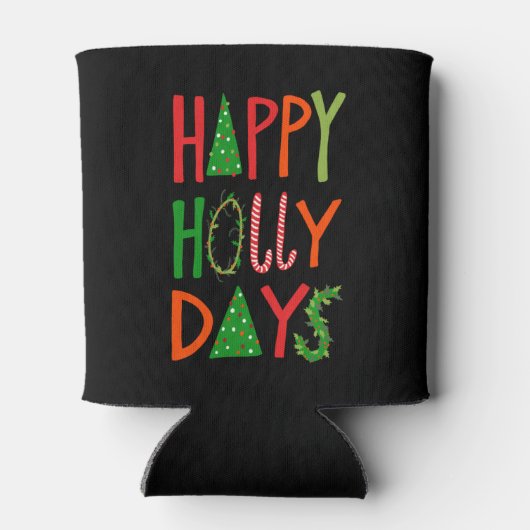 HAPPY HOLLY DAYS Sweet Holiday Xmas Kerstmis Blikjeskoeler (Achterkant)