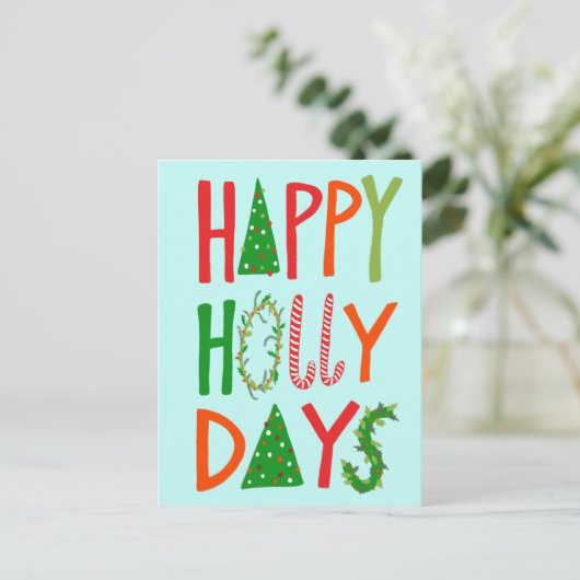 HAPPY HOLLY DAYS Sweet Holiday Xmas Kerstmis Briefkaart (Staand voorkant)