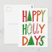 HAPPY HOLLY DAYS Sweet Holiday Xmas Kerstmis Briefkaart (Voorkant / Achterkant)