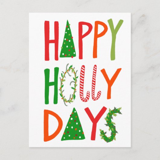 HAPPY HOLLY DAYS Sweet Holiday Xmas Kerstmis Briefkaart (Voorkant)