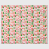 HAPPY HOLLY DAYS Sweet Holiday Xmas Kerstmis Cadeaupapier (Vlak)