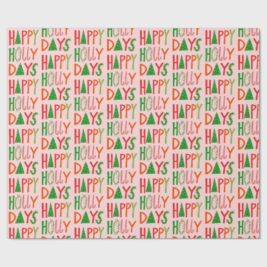 HAPPY HOLLY DAYS Sweet Holiday Xmas Kerstmis Cadeaupapier (Vlak)