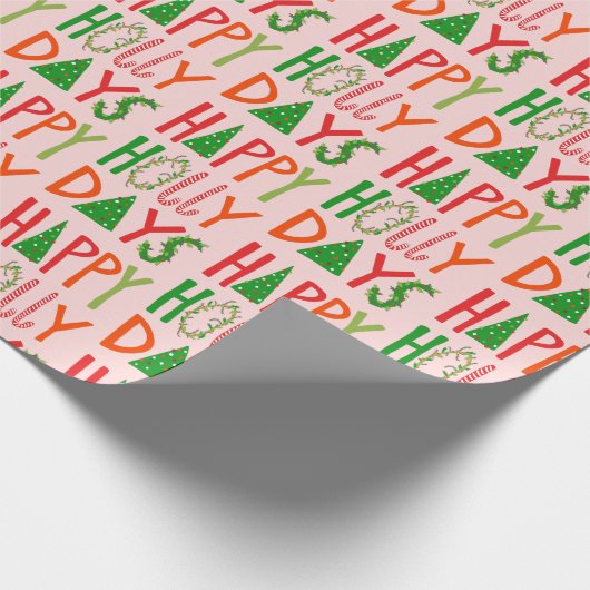 HAPPY HOLLY DAYS Sweet Holiday Xmas Kerstmis Cadeaupapier (Hoek)