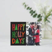 HAPPY HOLLY DAYS Vakantie Kerstmis CUSTOM Foto Briefkaart (Staand voorkant)