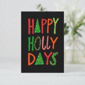 HAPPY HOLLY DAYS Vakantie Kerstmis Kerst Flat Kaar (Staand voorkant)