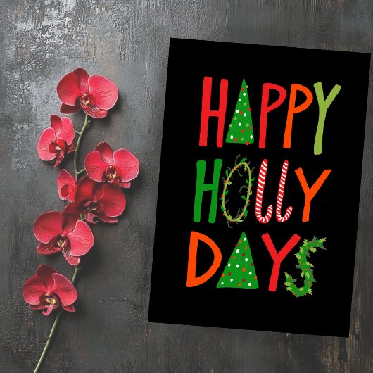 HAPPY HOLLY DAYS Vakantie Kerstmis Kerst Flat Kaar