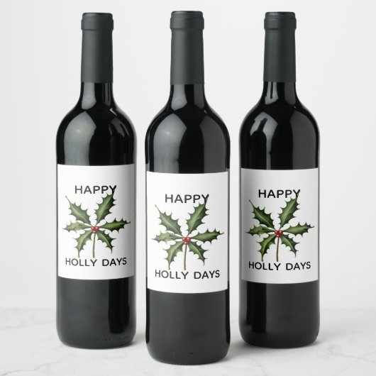 HAPPY HOLLY DAYS WIJN ETIKET (Flessen)