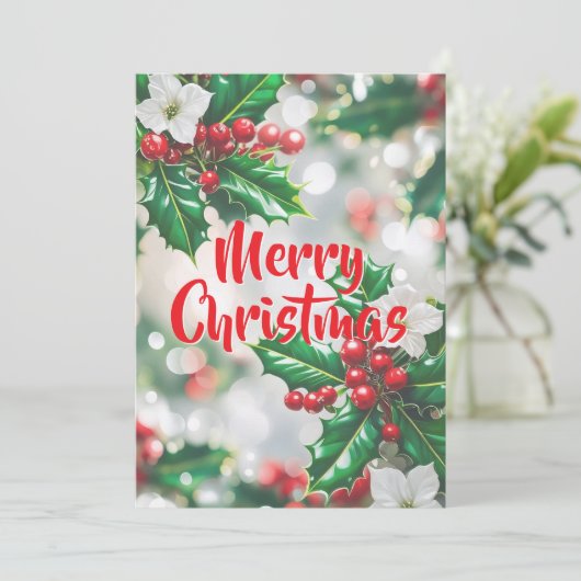 Happy Holly Dayz Custom Photo Christmas Kaart (Staand voorkant)