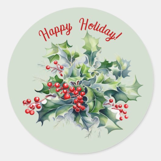 Happy Holly Holiday Sticker (Voorkant)