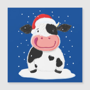 Happy Holstein Cow in de kerstsneeuw