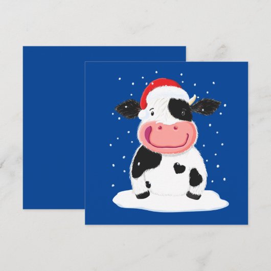 Happy Holstein-Koe in de kerstwinter (Voorkant / Achterkant)