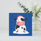 Happy Holstein-Koe in de kerstwinter (Staand voorkant)