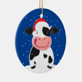 Happy Holstein-Koe in de kerstwinter Keramisch Ornament (Rechts)