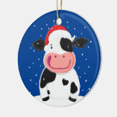 Happy Holstein-Koe in de kerstwinter Keramisch Ornament (Links)