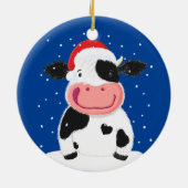 Happy Holstein-Koe in de kerstwinter Keramisch Ornament (Achterkant)