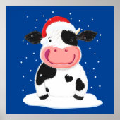 Happy Holstein-Koe in de kerstwinter Poster (Voorkant)