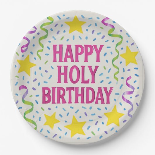 Happy Holy Birthday-Christelijk Kind Party Bord (Voorkant)
