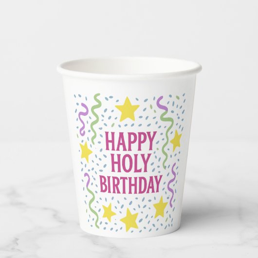 Happy Holy Birthday-Christelijke Kinder Party Pape Papieren Bekers (Achterkant)