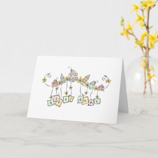 Happy Home - aankondiging nieuw adres (Gele Bloem)