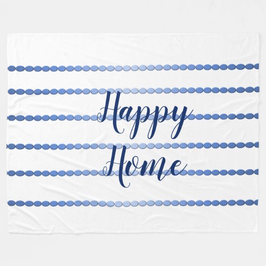 Happy Home Blue Stripes Fleece Blanket (Voorkant (Horizontaal))